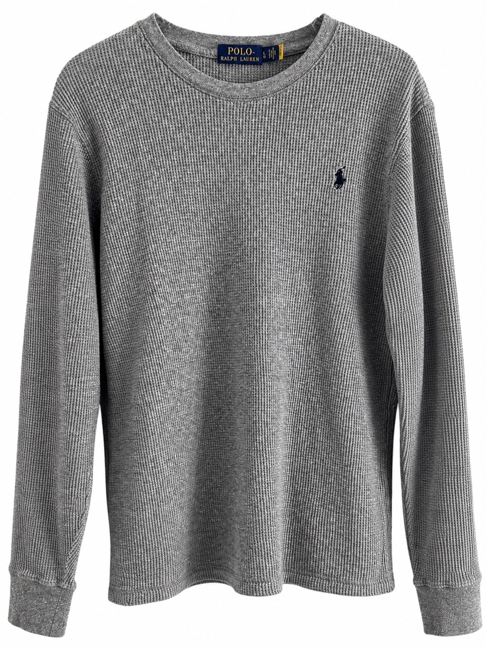 Polo Ralph Lauren Custom Slim Fit Waffle Knit Cotton Thermal Shirt Gray Men’s L